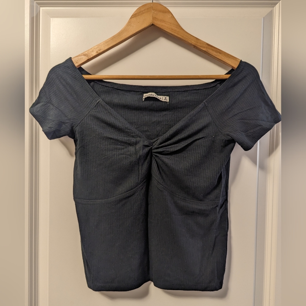 NWOT A&F Off the Shoulder Slim Tee, Black (Size M)